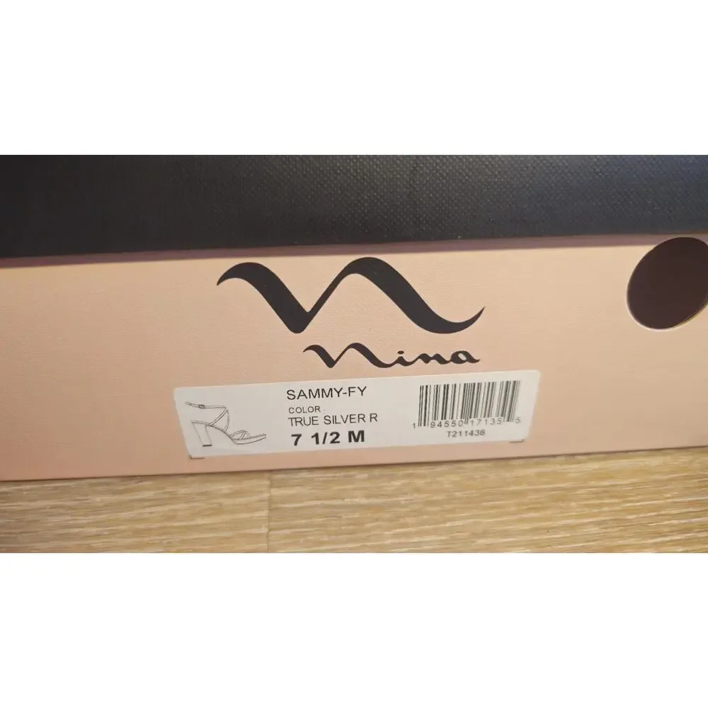NWB Women's Silver Formal by Nina Sammy-FY Heels Shoes Size 7.5